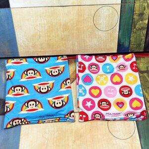 (2) PAUL FRANK MONKEY STRETCH FABRIC BOOK SLEEVES SCHOOL BOOK COVERS
